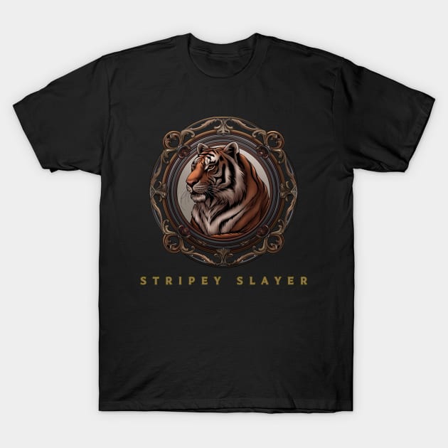 Tiger "Stripey Slayer", Tiger Lover , Tiger  Design T-Shirt by Mary_Momerwids